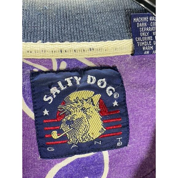 SALTY DOG Men's Vintage Purple/Pink/Green Floral Print Short Sleeve Polo SZ M - Picture 10 of 12